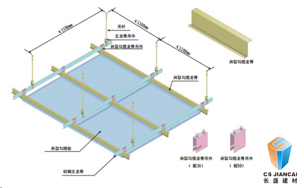 長(cháng)盛建材勾搭鋁單板安裝節點(diǎn)示意圖