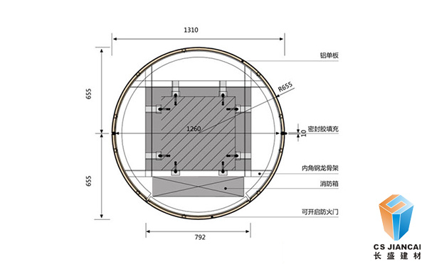 包柱氟碳鋁單板安裝節點(diǎn)示意圖